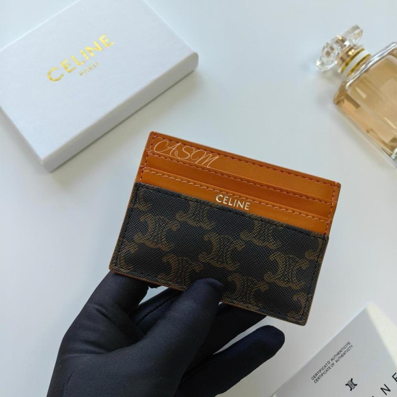 Celine Card Holder in Triomphe Canvas and Calfskin