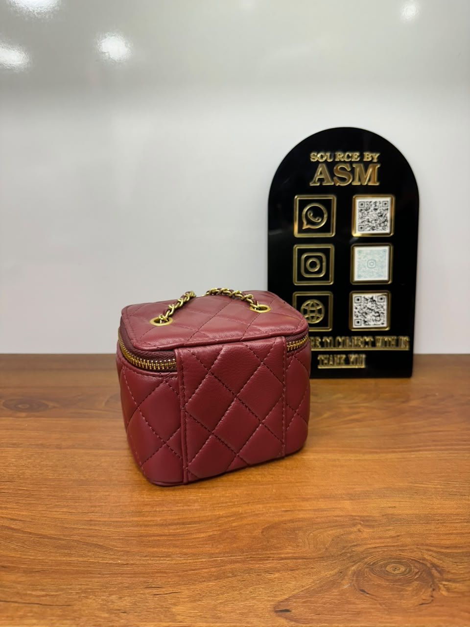 Chanel Classic Mini Square Vanity Case with Pearl Crush Chain