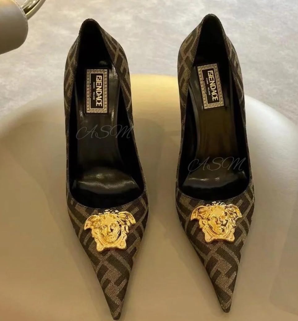 Fendi x Versace Fendace Monogram Jacquard Medusa Pumps