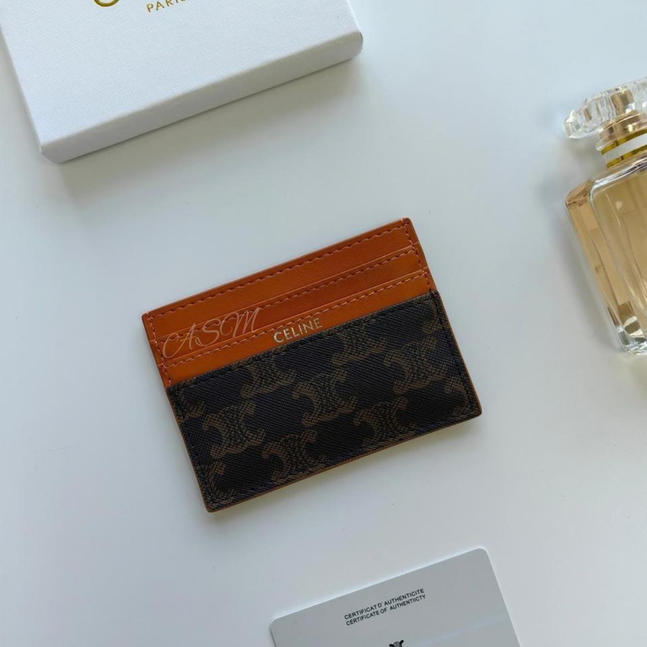 Celine Card Holder in Triomphe Canvas and Calfskin
