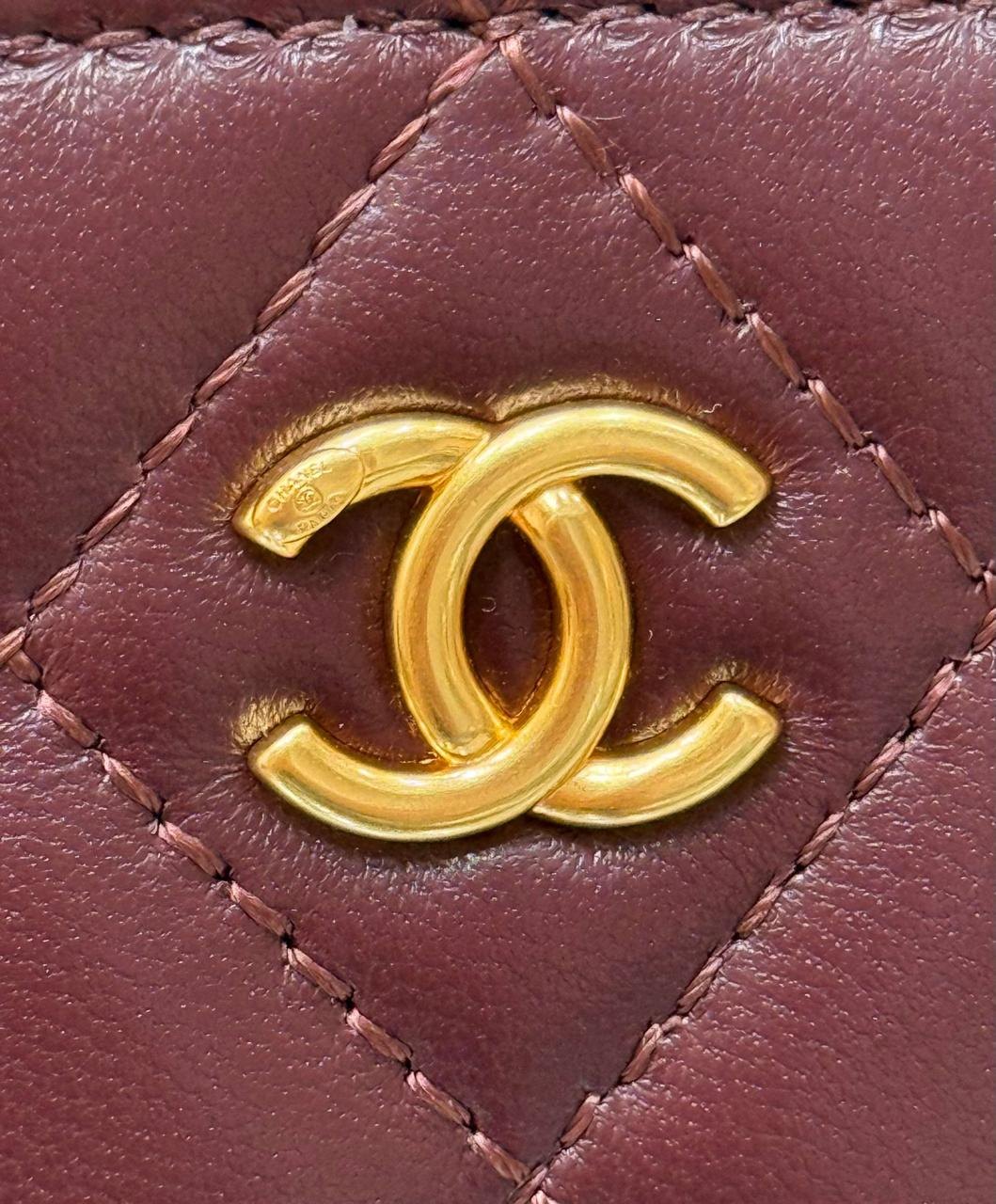 Chanel Lambskin Quilted Rectangular Vanity Case with Pearl Crush