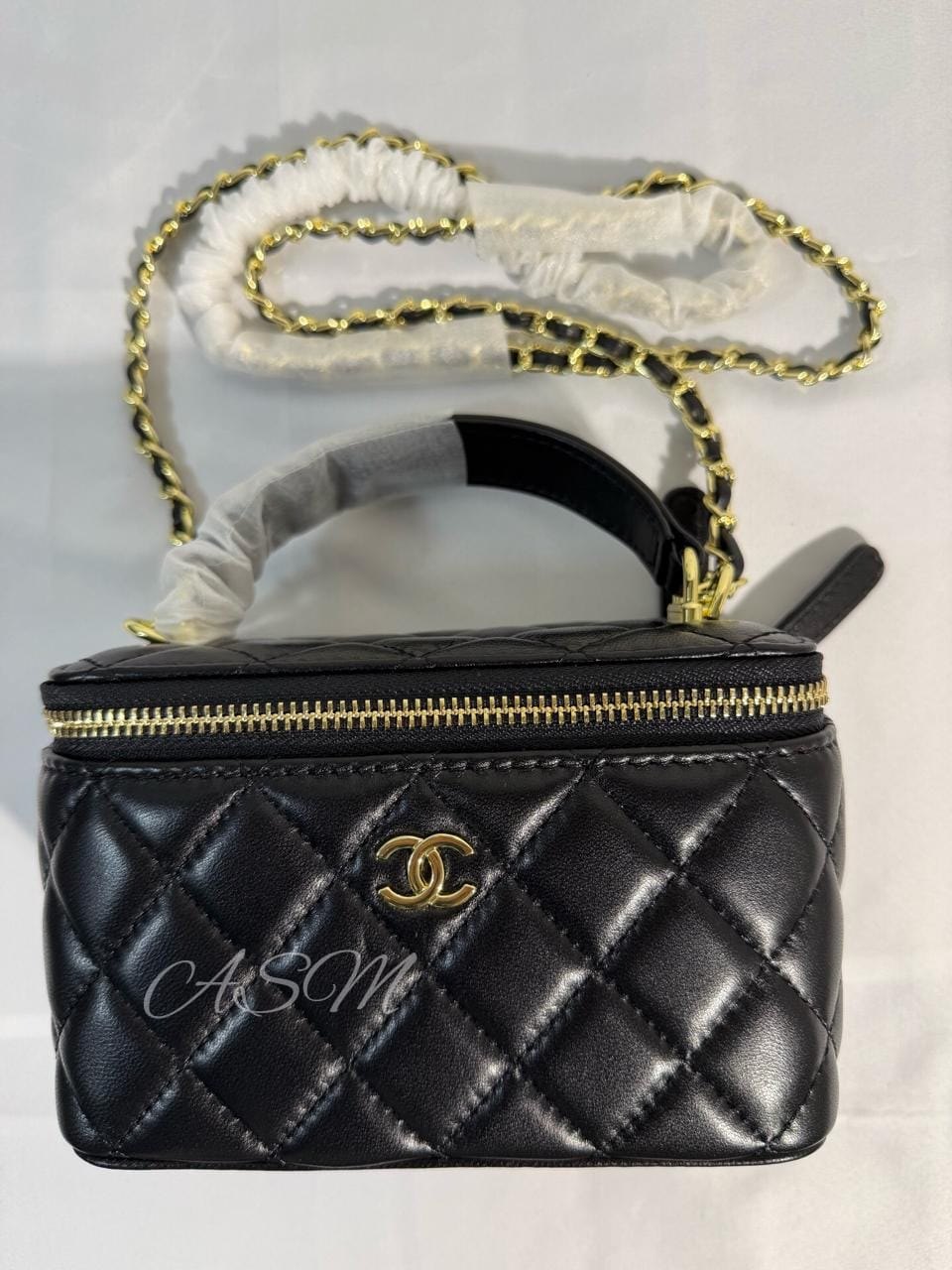 Chanel Lambskin Quilted Rectangular Vanity Case with Pearl Crush