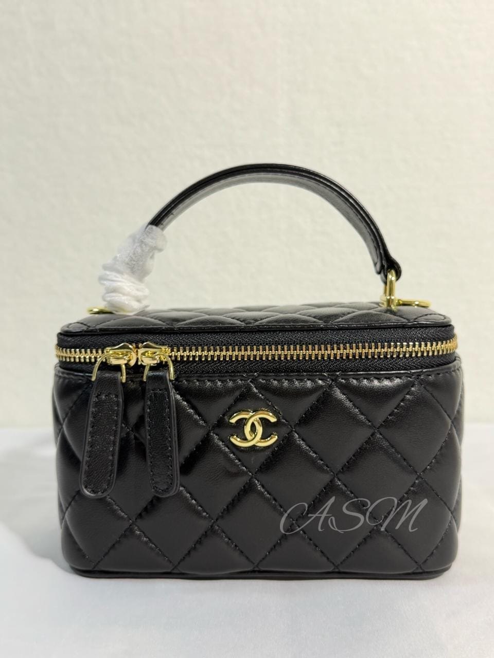 Chanel Lambskin Quilted Rectangular Vanity Case with Pearl Crush