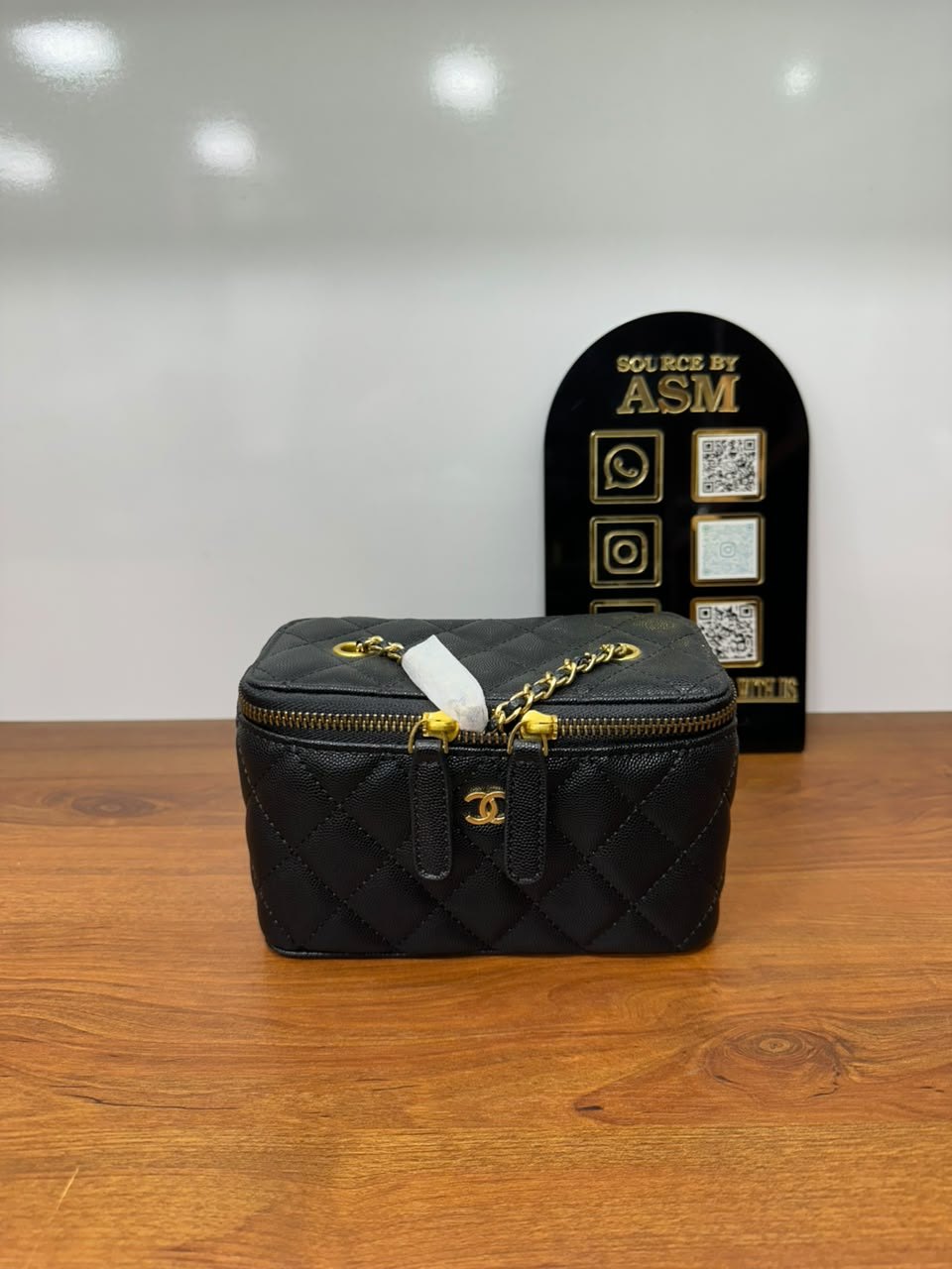 Chanel Classic Vanity Case with Chain in Caviar Leather