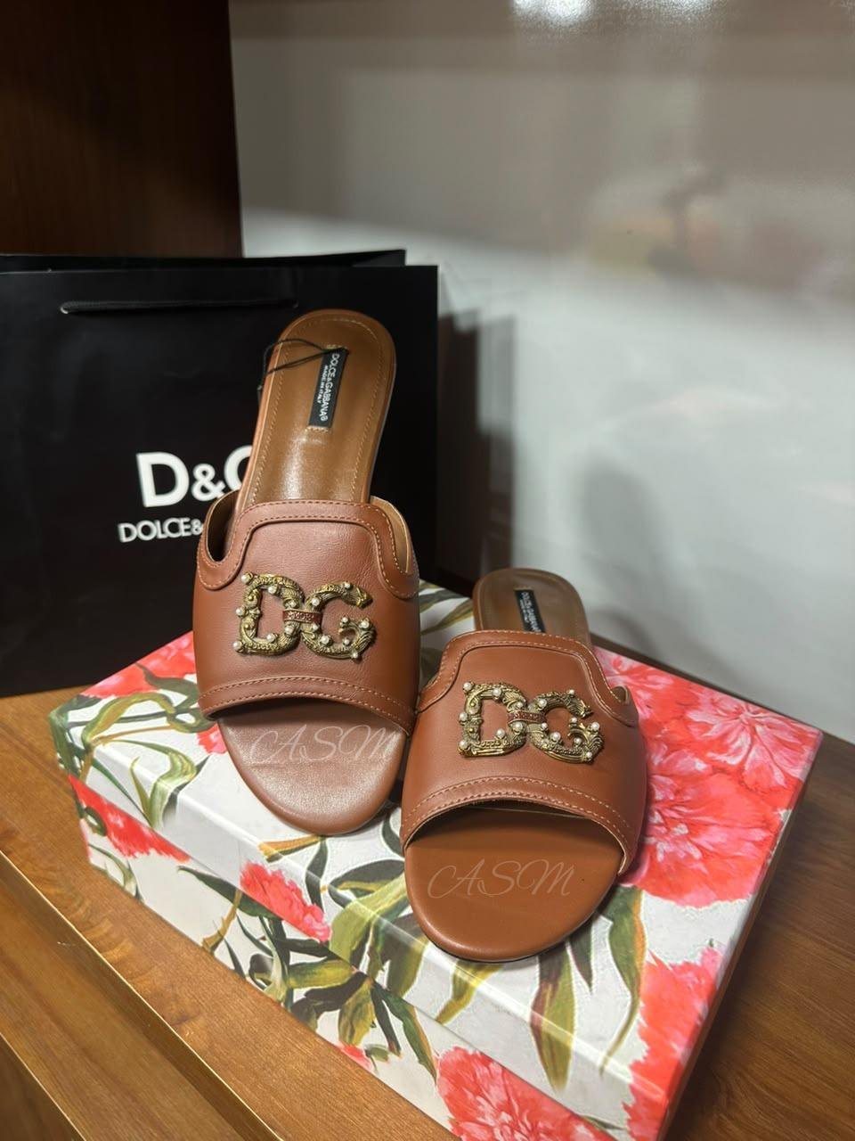 Dolce & Gabbana DG Amore Flat Slide Sandals