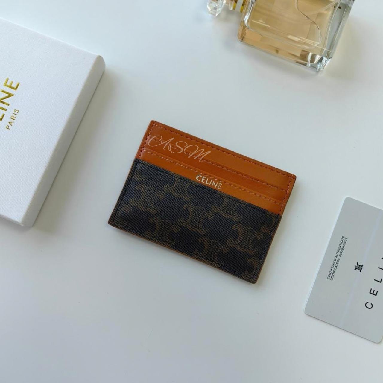 Celine Card Holder in Triomphe Canvas and Calfskin