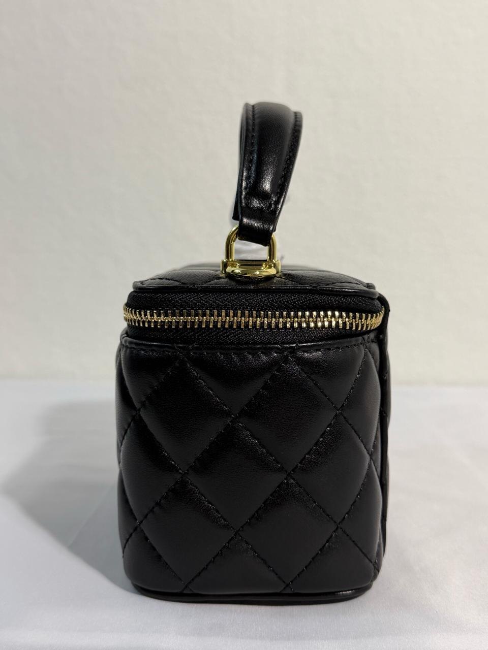 Chanel Lambskin Quilted Rectangular Vanity Case with Pearl Crush