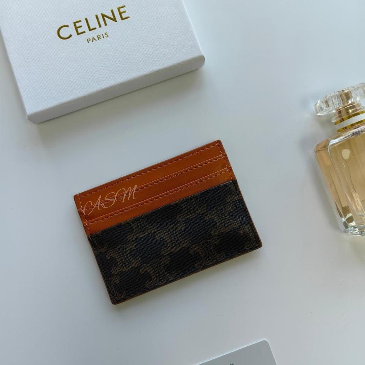 Celine Card Holder in Triomphe Canvas and Calfskin